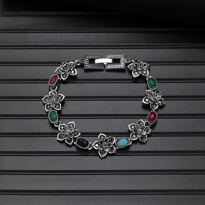 Bracciale chic boho vintage con pietra rotonda turchese - Stile n. 1 - image 1