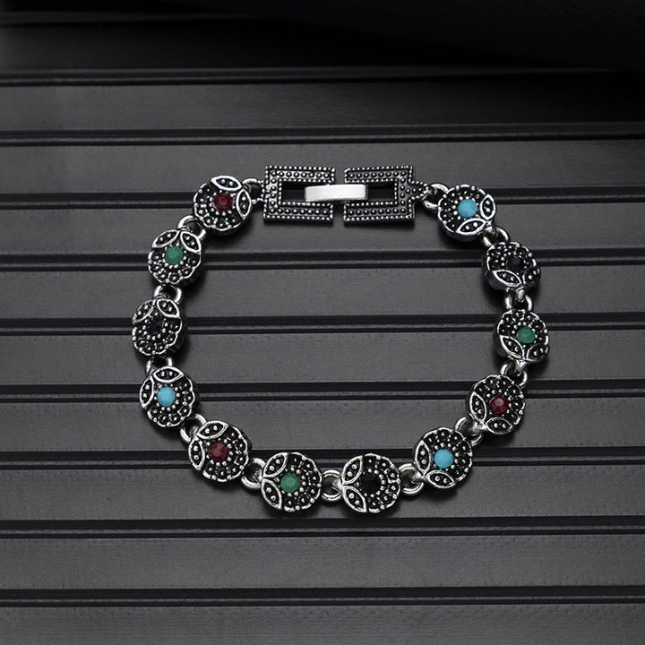 Bracciale chic boho vintage con pietra rotonda turchese - Stile n. 7 - image 9