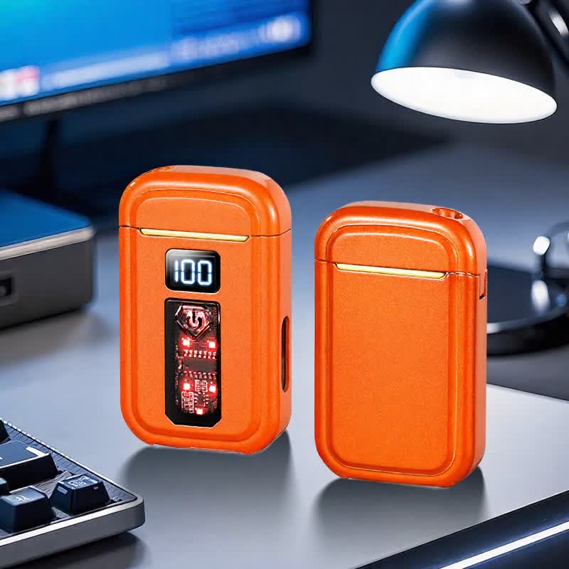 Accendino a butano 3 in 1 con torcia a LED e funzione arco plasma e torcia a getto, con luce LED integrata. - Arancia - image 12