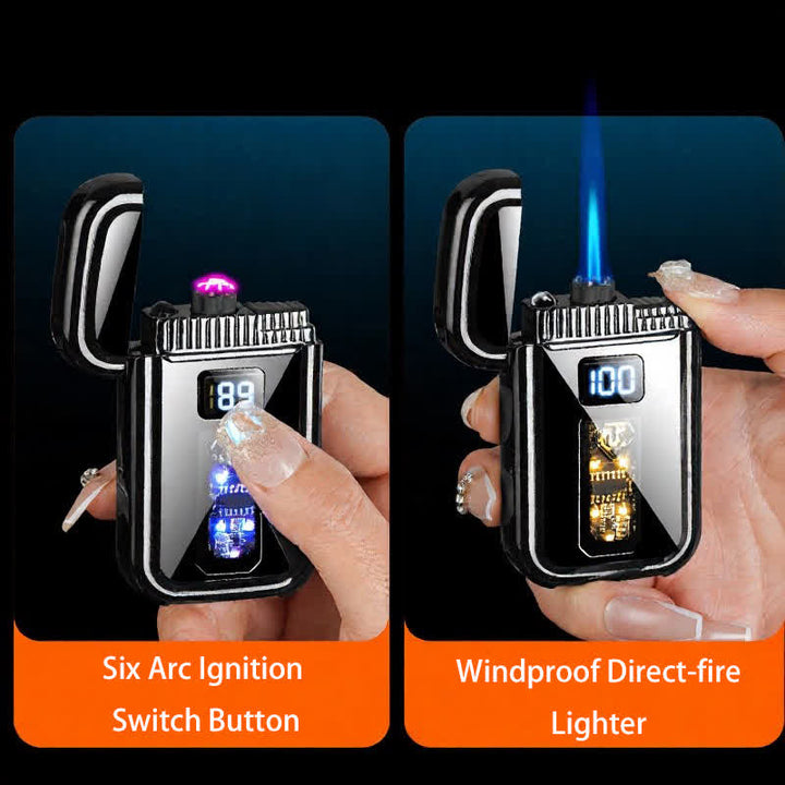 Accendino a butano 3 in 1 con torcia a LED e funzione arco plasma e torcia a getto, con luce LED integrata. - image 4