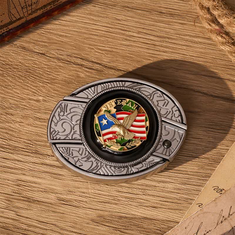 Cintura in pelle con fibbia a scomparsa per coltello pieghevole fai-da-te con bandiera americana e aquila mimetica. - image 10