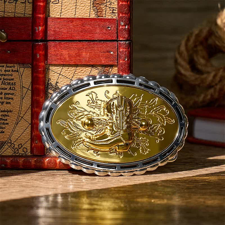 Cintura in pelle con fibbia fai da te, fibbia da cowboy western e sperone placcati in oro. Cintura in pelle fai da te. - Oro - Senza cintura - Cintura non inclusa - image 0