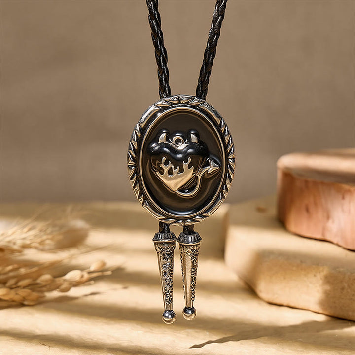 Bolo con testa di toro in smalto nero scuro stile western. - image 3