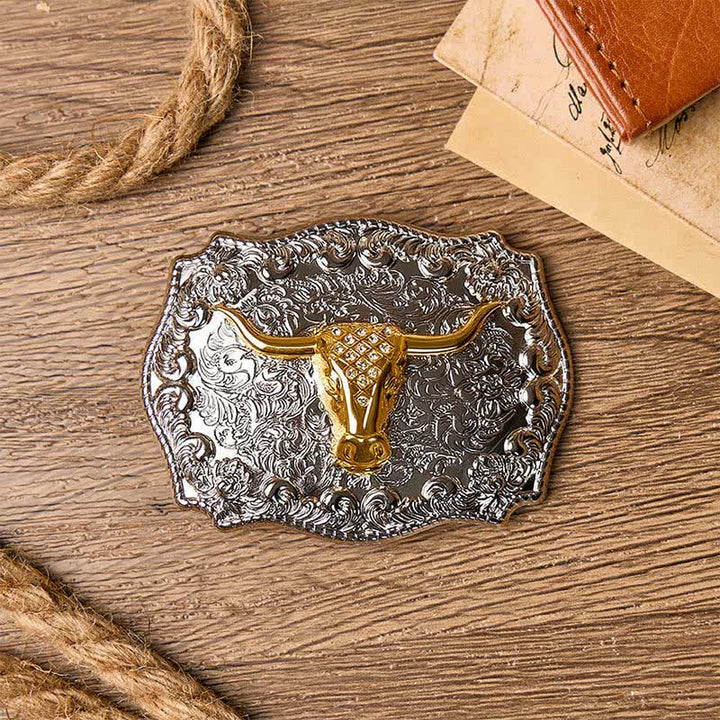 Cintura in pelle con fibbia fai-da-te da cowboy western Longhorn Legacy lucida - image 1