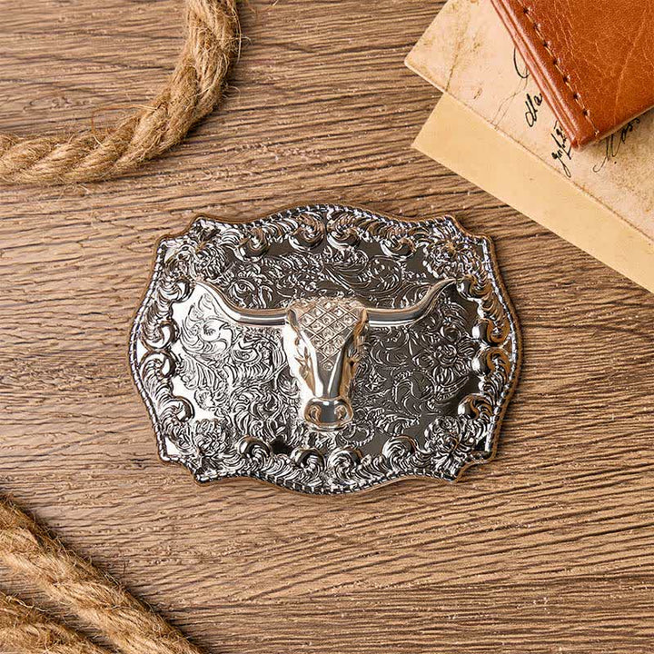 Cintura in pelle con fibbia fai-da-te da cowboy western Longhorn Legacy lucida - image 10