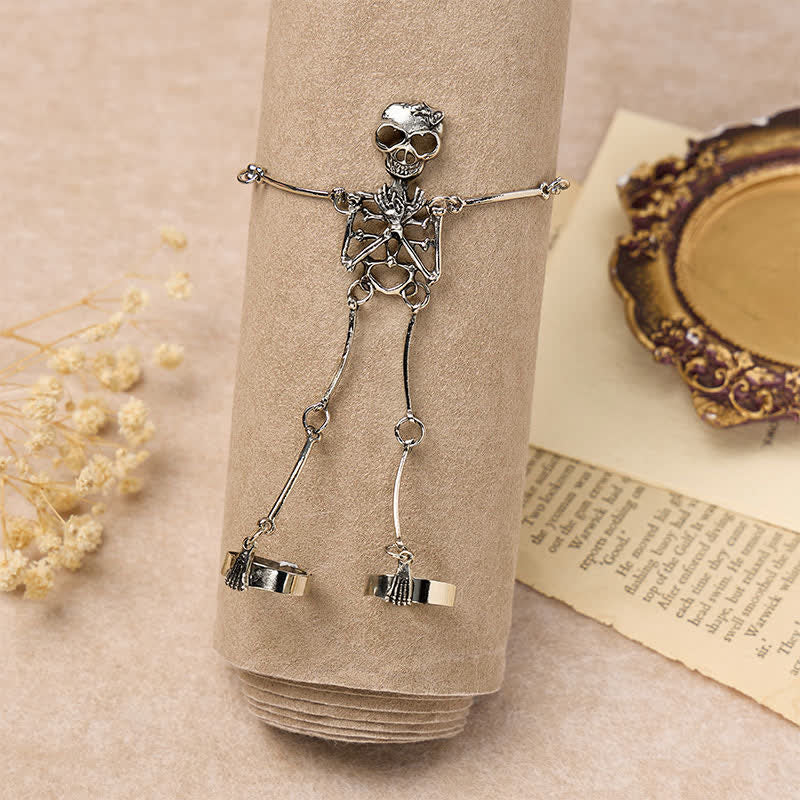 Braccialetto di Halloween con catena a forma di mano scheletrica e anelli. - image 1