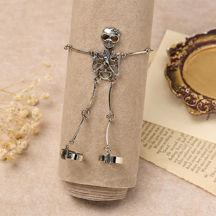 Braccialetto di Halloween con catena a forma di mano scheletrica e anelli. - image 1