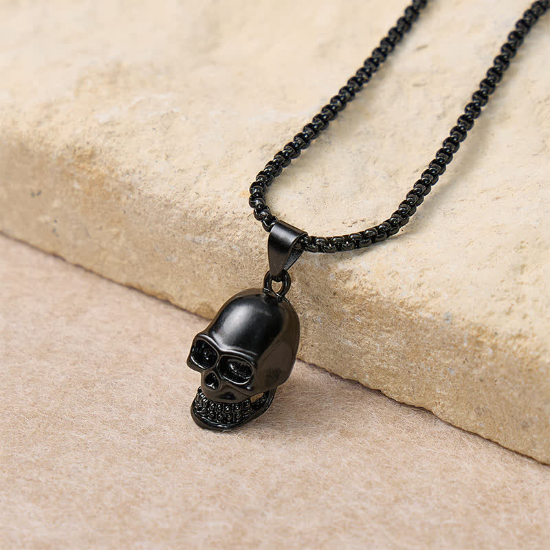 Set da uomo composto da collana con teschio nero e bracciale cubano (2 pezzi). - image 3