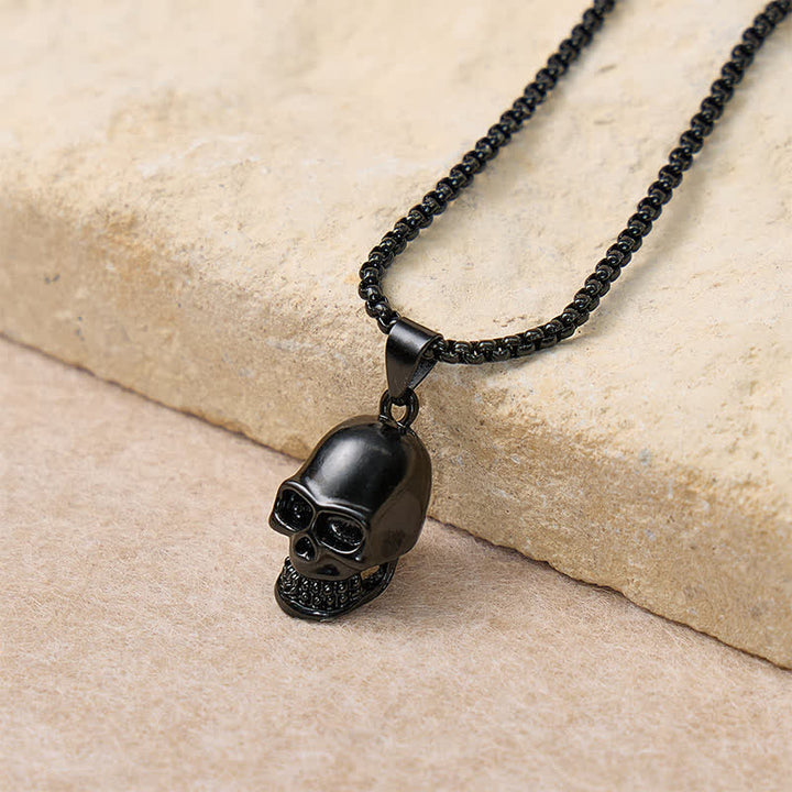 Set da uomo composto da collana con teschio nero e bracciale cubano (2 pezzi). - image 3