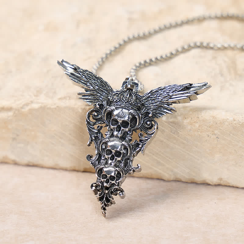 Collana gotica barocca con triplo teschio d'angelo caduto - image 3