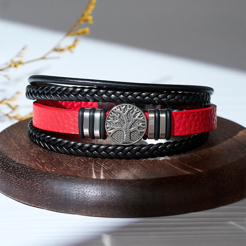 Braccialetto magnetico Western in pelle intrecciata nera con albero della vita - image 6