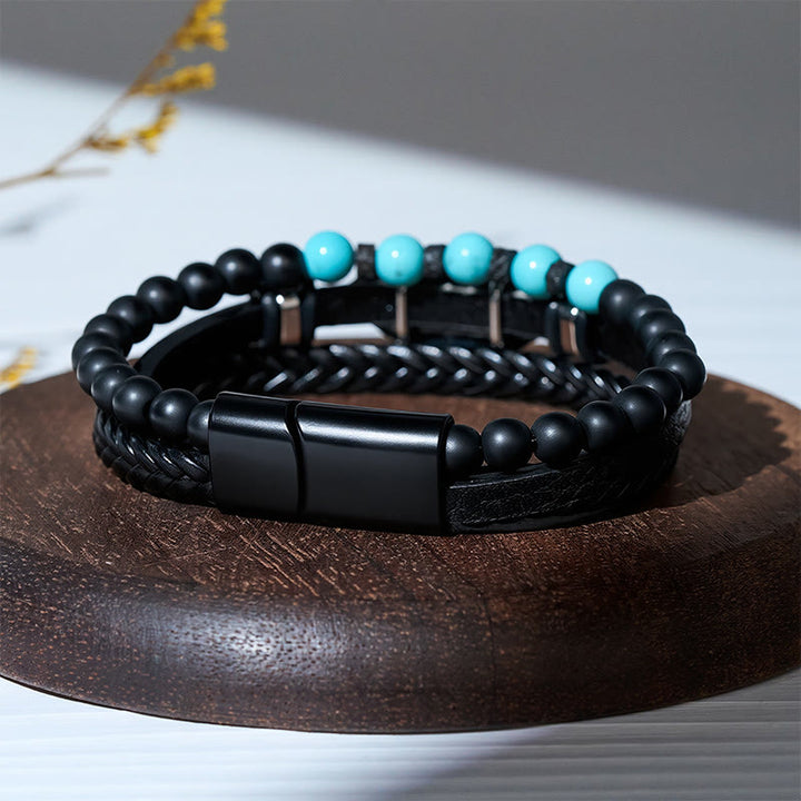 Bracciale magnetico da uomo in pelle stile boho western con piume e pietre preziose. - image 7