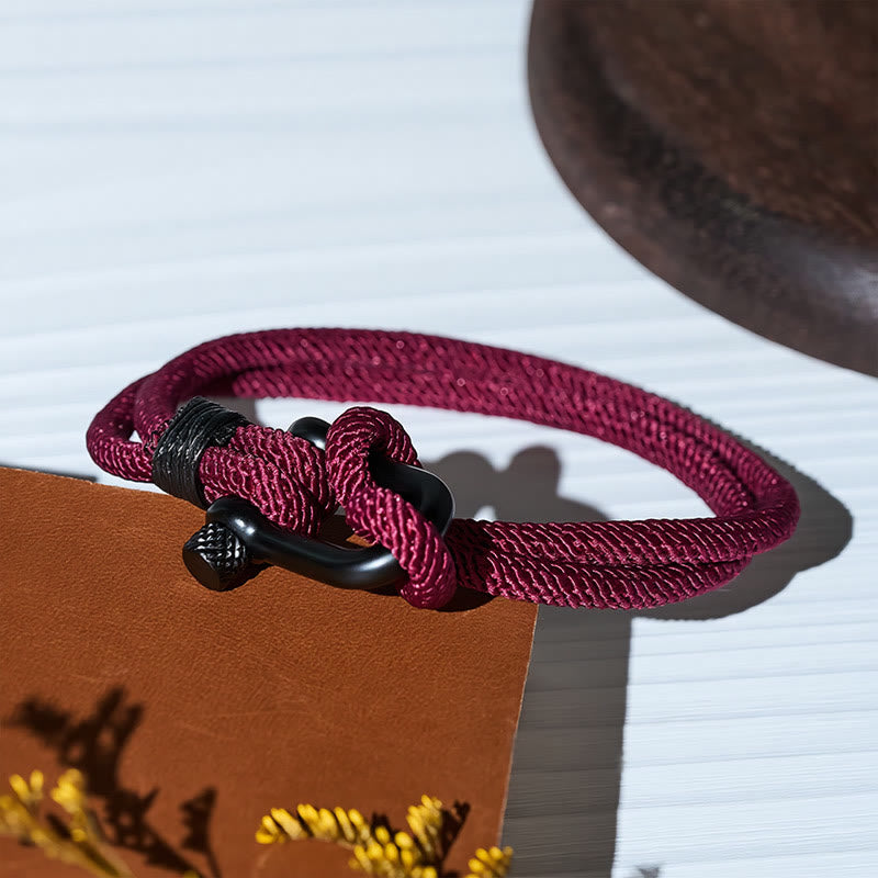 Bracciale minimalista Milan Cord in acciaio inossidabile nero con chiusura a U - image 0