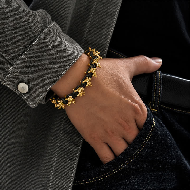 Bracciale a catena intrecciata con vertebre di drago - image 1