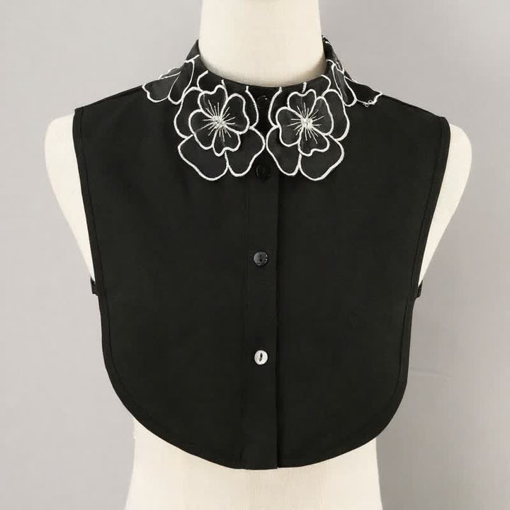 Collo finto rimovibile in organza con ricami floreali Bloom - Nero - Taglia unica - image 6