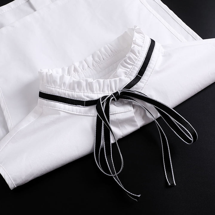 Fiocco con nastro, colletto finto bianco arricciato e rimovibile - image 6