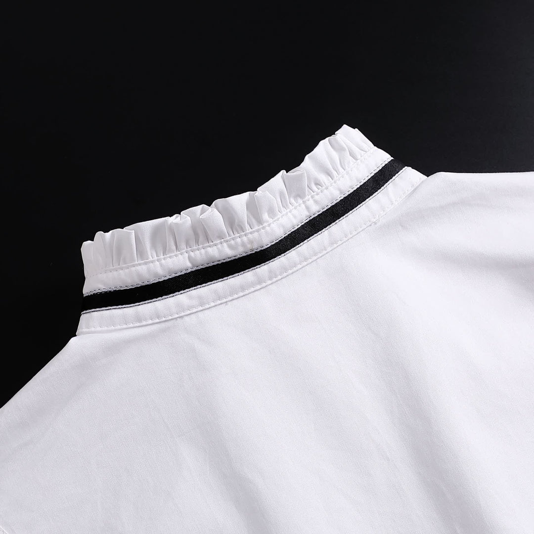Fiocco con nastro, colletto finto bianco arricciato e rimovibile - image 7