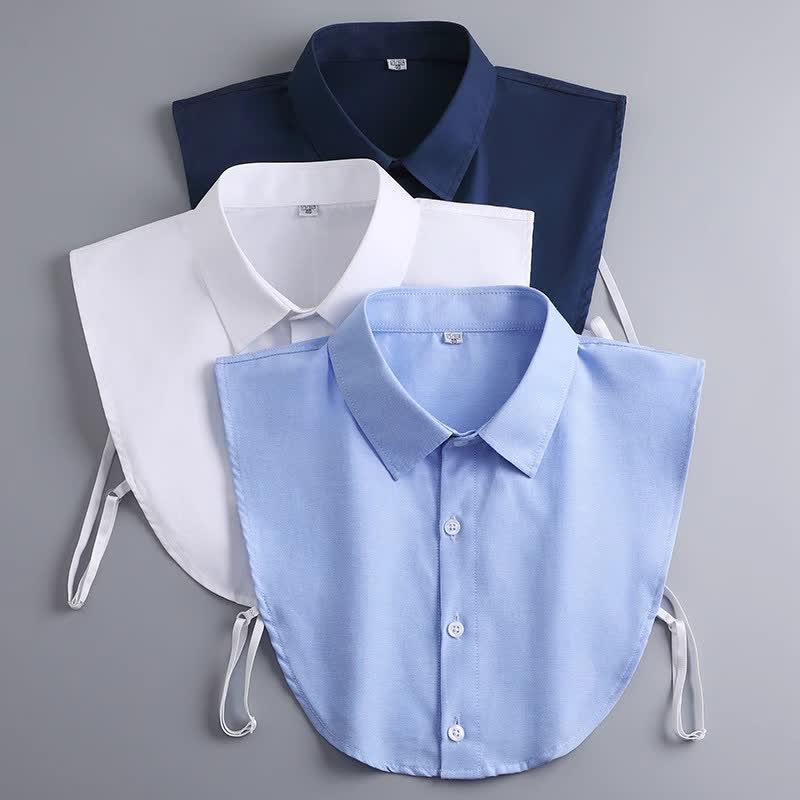 Colletto finto in cotone removibile, classico unisex, tinta unita. - image 1
