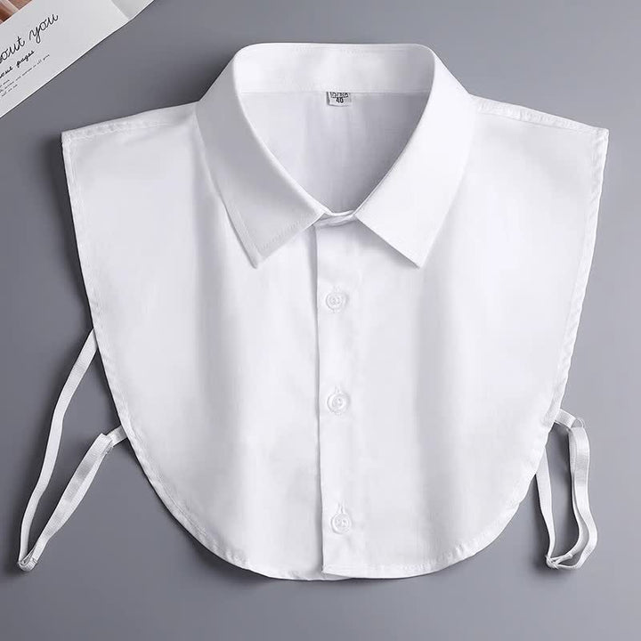 Colletto finto in cotone removibile, classico unisex, tinta unita. - Bianco - 3XL - image 2