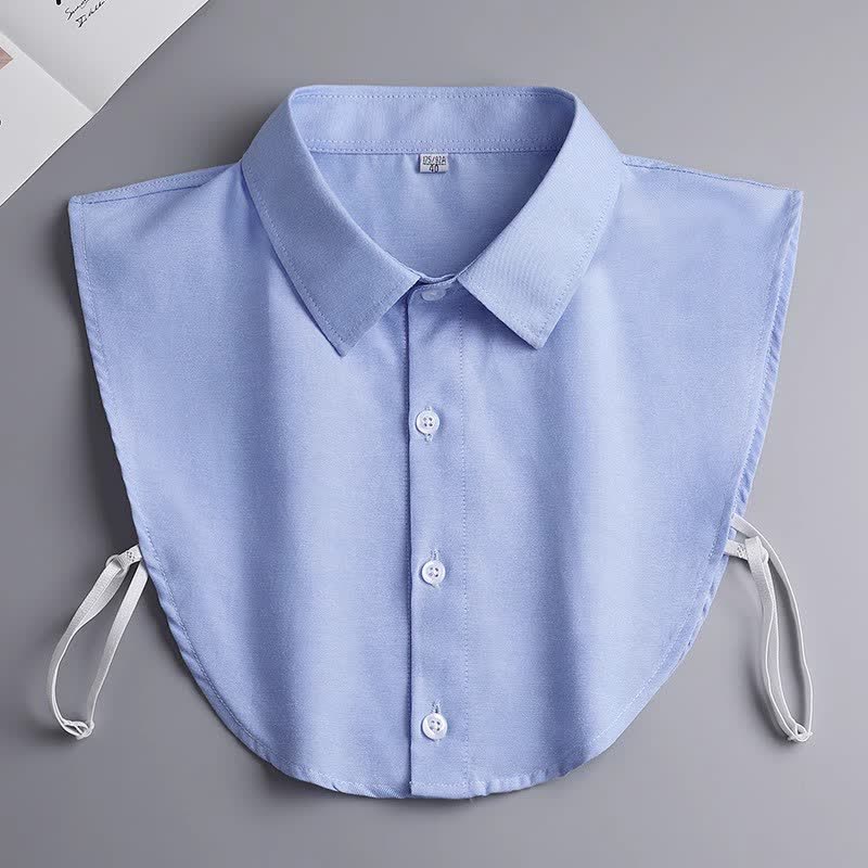Colletto finto in cotone removibile, classico unisex, tinta unita. - Blu celeste - 3XL - image 15