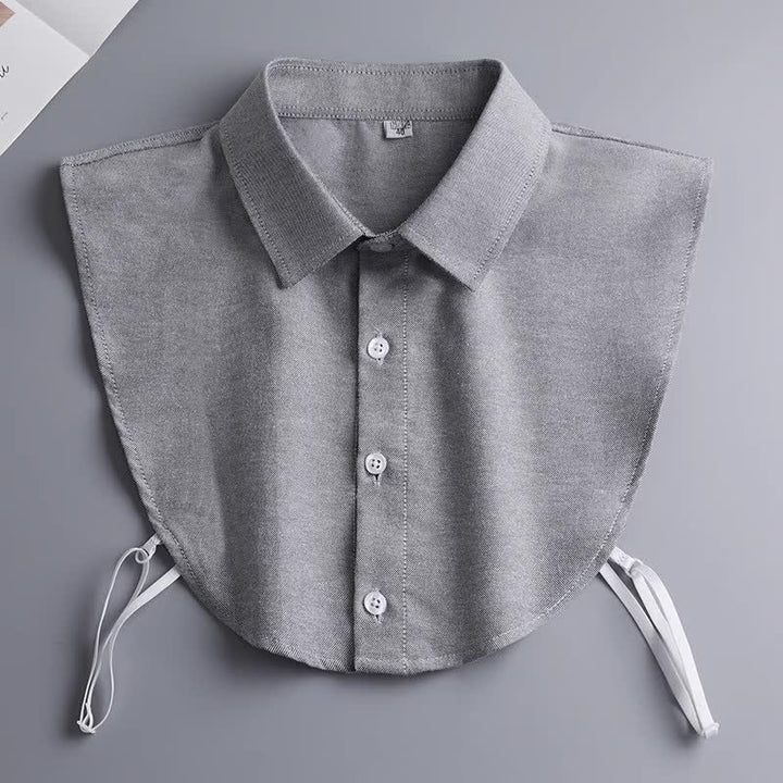 Colletto finto in cotone removibile, classico unisex, tinta unita. - Grigio - 3XL - image 4