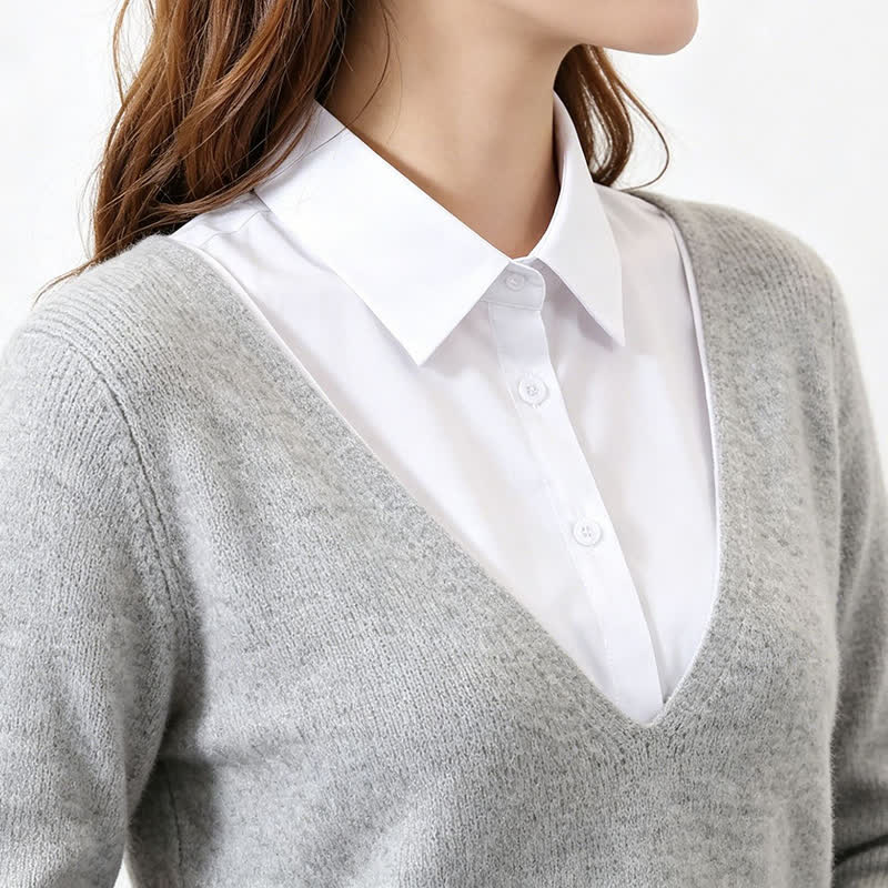 Colletto finto in cotone removibile, classico unisex, tinta unita. - image 0