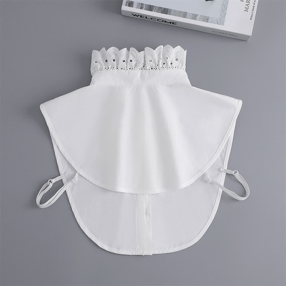 Colletto finto da donna bianco con volant e pizzo traforato. - image 6