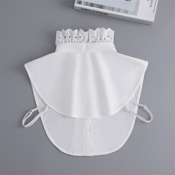Colletto finto da donna bianco con volant e pizzo traforato. - image 6