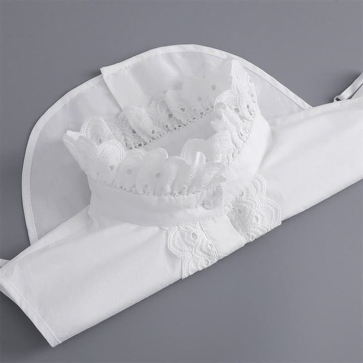 Colletto finto da donna bianco con volant e pizzo traforato. - image 7