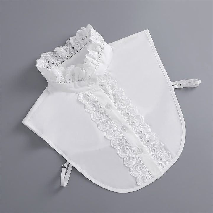 Colletto finto da donna bianco con volant e pizzo traforato. - image 5