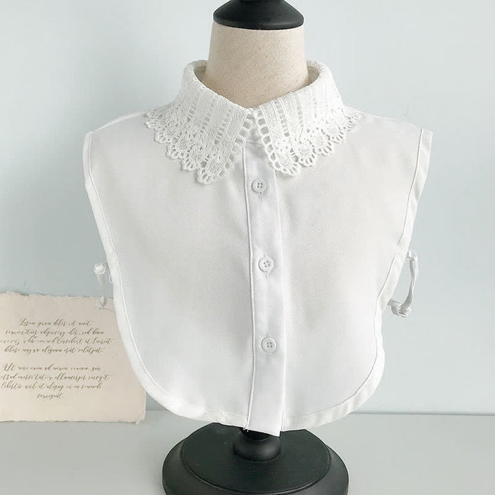 Grazioso colletto finto removibile in chiffon con pizzo all'uncinetto da donna. - Stile n. 3 - Bianco - Taglia unica - image 9