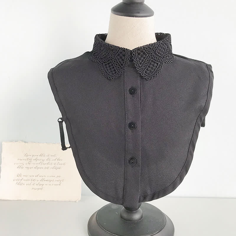 Grazioso colletto finto removibile in chiffon con pizzo all'uncinetto da donna. - Stile n. 1 - Nero - Taglia unica - image 3