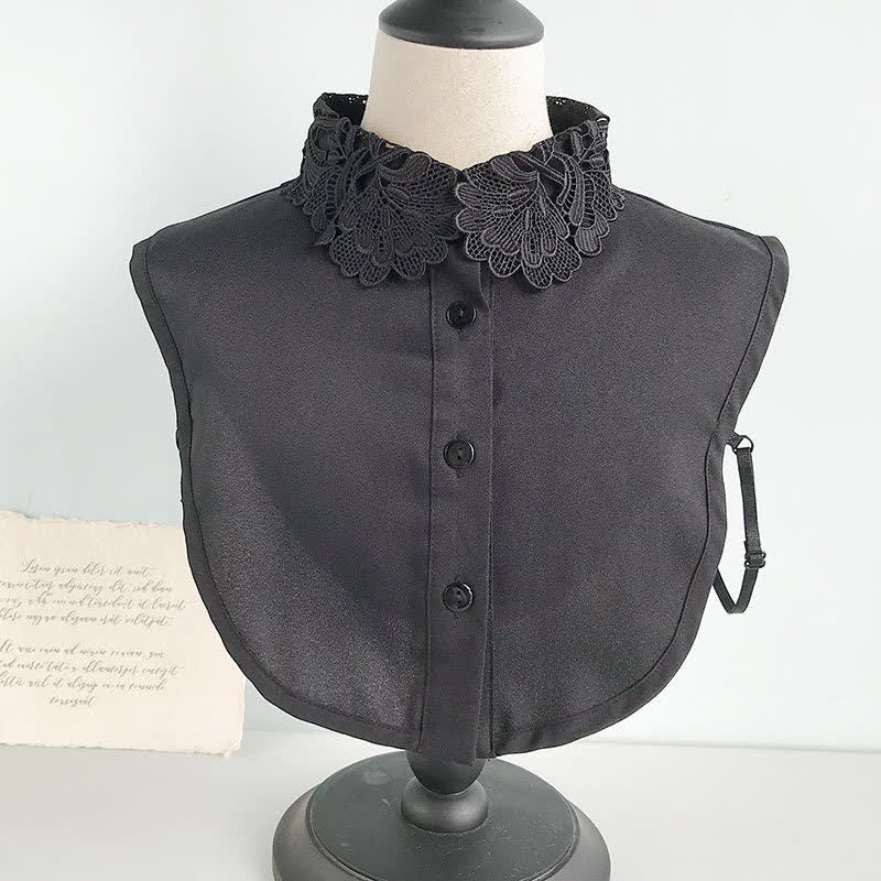 Grazioso colletto finto removibile in chiffon con pizzo all'uncinetto da donna. - Stile n. 4 - Nero - Taglia unica - image 12