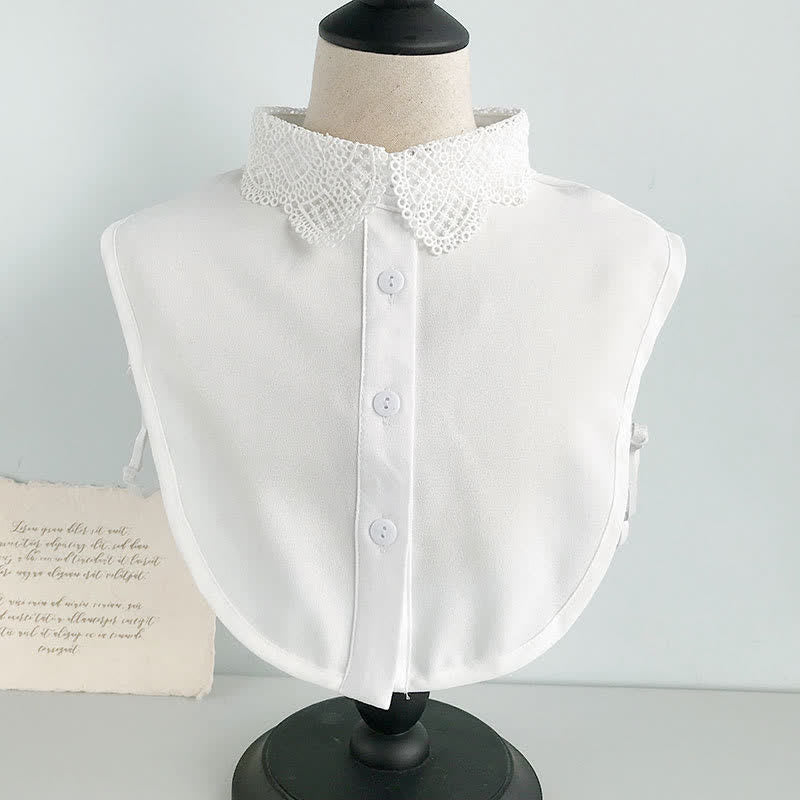 Grazioso colletto finto removibile in chiffon con pizzo all'uncinetto da donna. - Stile n. 1 - Bianco - Taglia unica - image 1