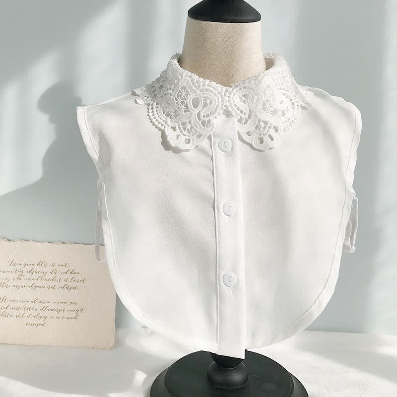 Grazioso colletto finto removibile in chiffon con pizzo all'uncinetto da donna. - Stile n. 2 - Bianco - Taglia unica - image 7