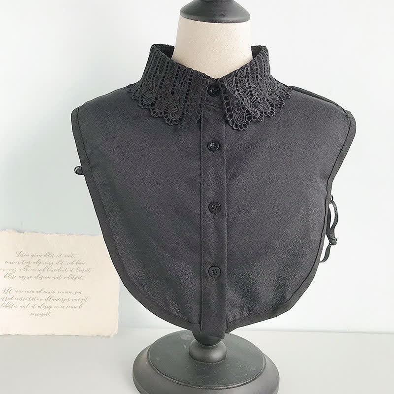 Grazioso colletto finto removibile in chiffon con pizzo all'uncinetto da donna. - Stile n. 3 - Nero - Taglia unica - image 10