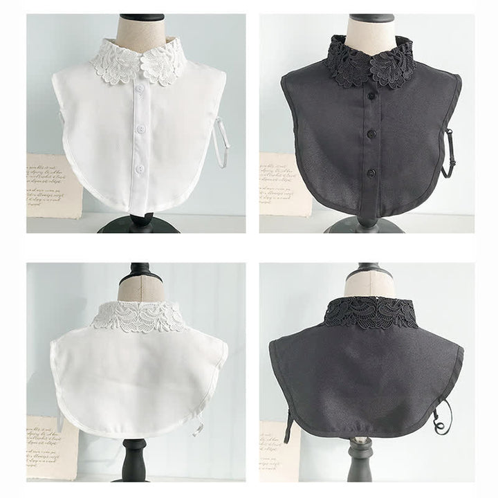 Grazioso colletto finto removibile in chiffon con pizzo all'uncinetto da donna. - image 6