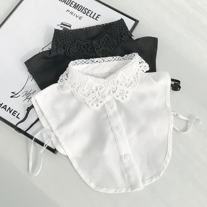 Grazioso colletto finto removibile in chiffon con pizzo all'uncinetto da donna. - image 5