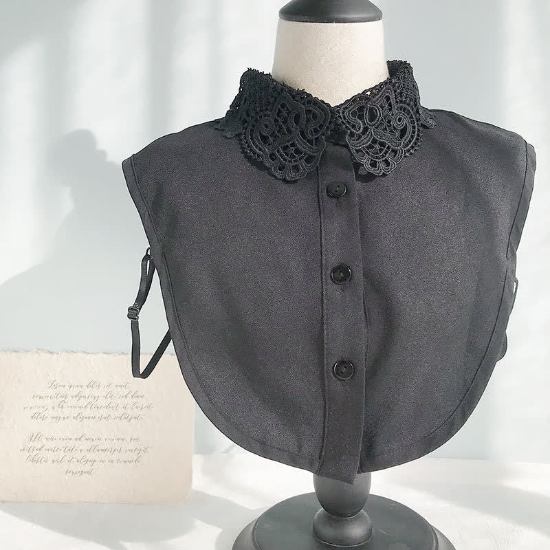 Grazioso colletto finto removibile in chiffon con pizzo all'uncinetto da donna. - Stile n. 2 - Nero - Taglia unica - image 8
