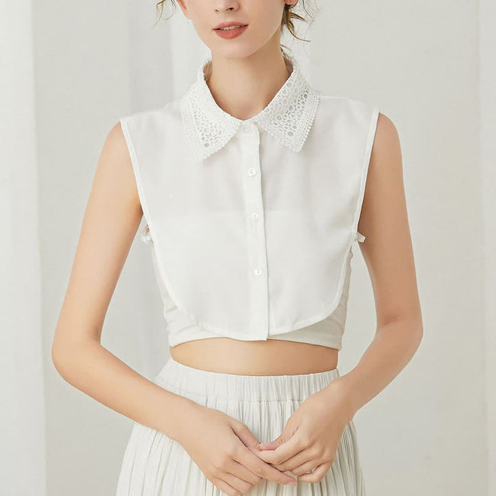 Stratificazione classica con pizzo traforato, accessorio preppy per stratificazioni, colletto finto - image 4