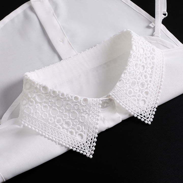 Stratificazione classica con pizzo traforato, accessorio preppy per stratificazioni, colletto finto - image 6