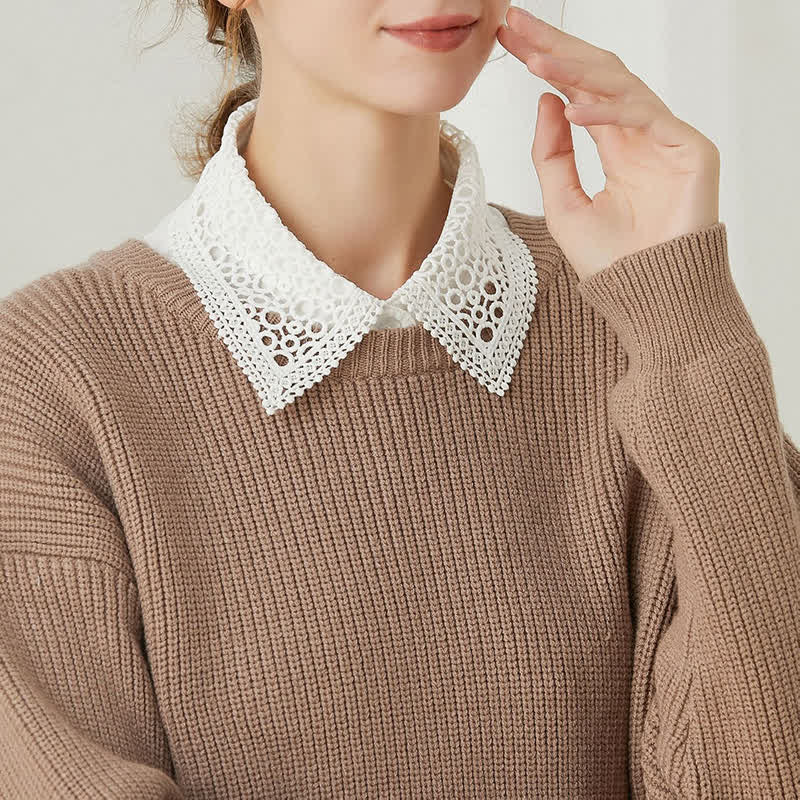 Stratificazione classica con pizzo traforato, accessorio preppy per stratificazioni, colletto finto - image 0