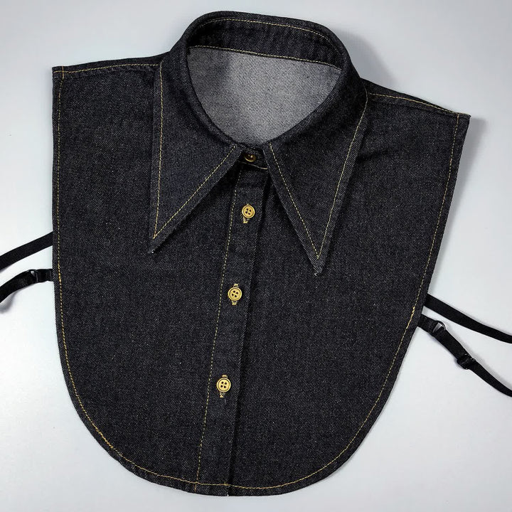 Classico colletto finto a punta staccabile in denim - Nero - Taglia unica - image 4
