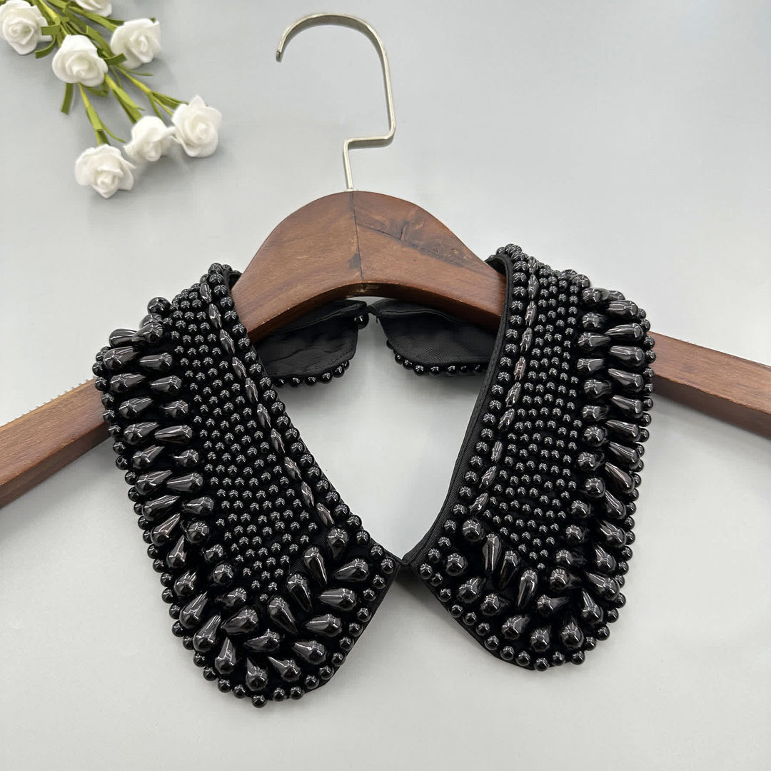 Colletto finto da donna lucido e staccabile con perline - image 2