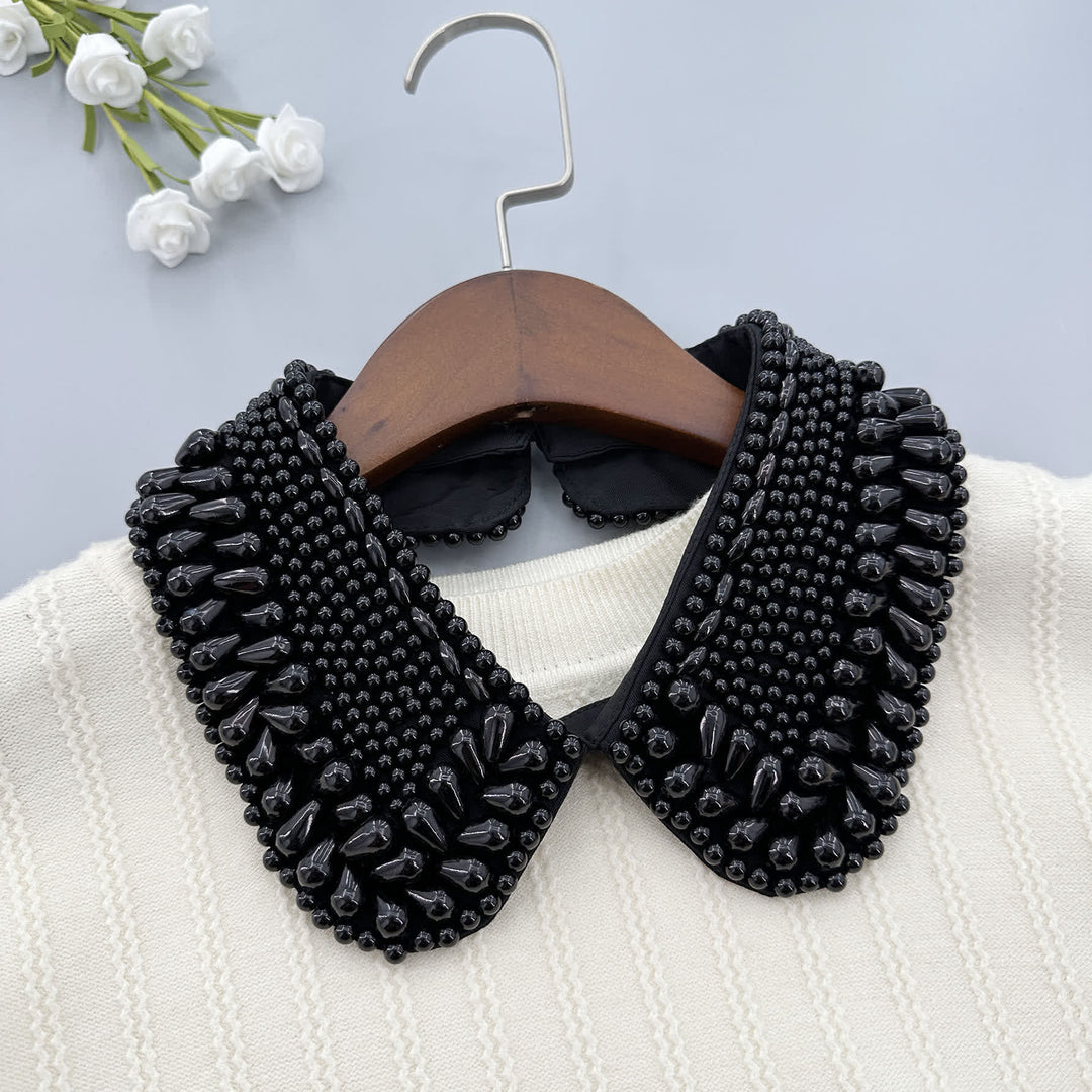 Colletto finto da donna lucido e staccabile con perline - Nero - Taglia unica - image 1