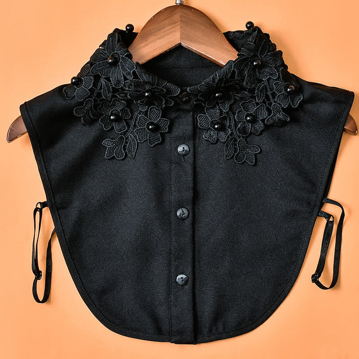 Finto colletto da donna in pizzo floreale con perline - Chiffon - Nero - Taglia unica - image 3
