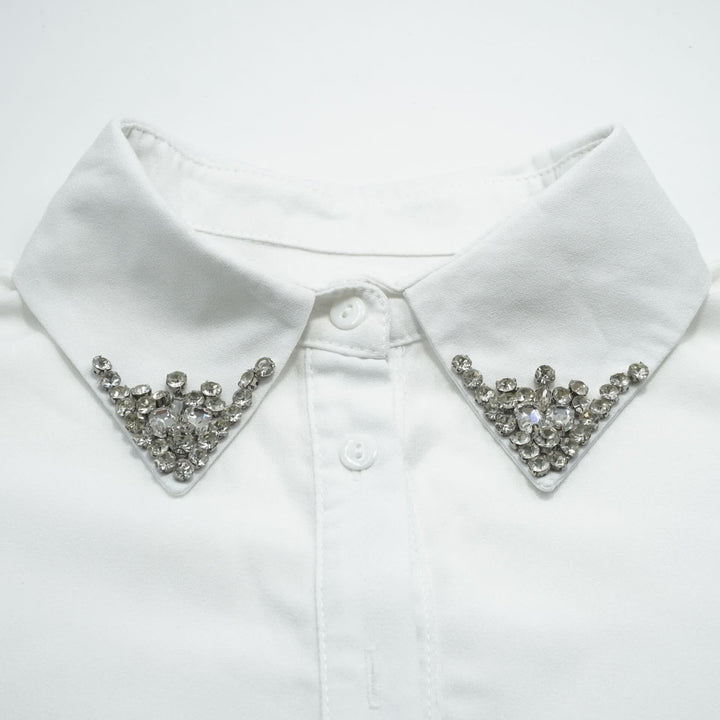 Elegante colletto finto staccabile da donna con strass. - image 2
