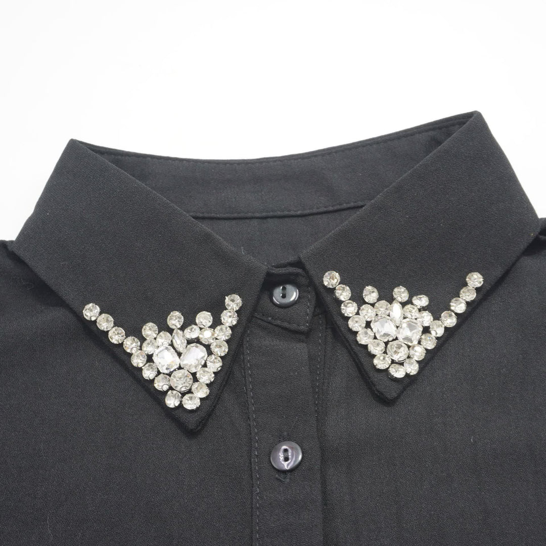 Elegante colletto finto staccabile da donna con strass. - image 5