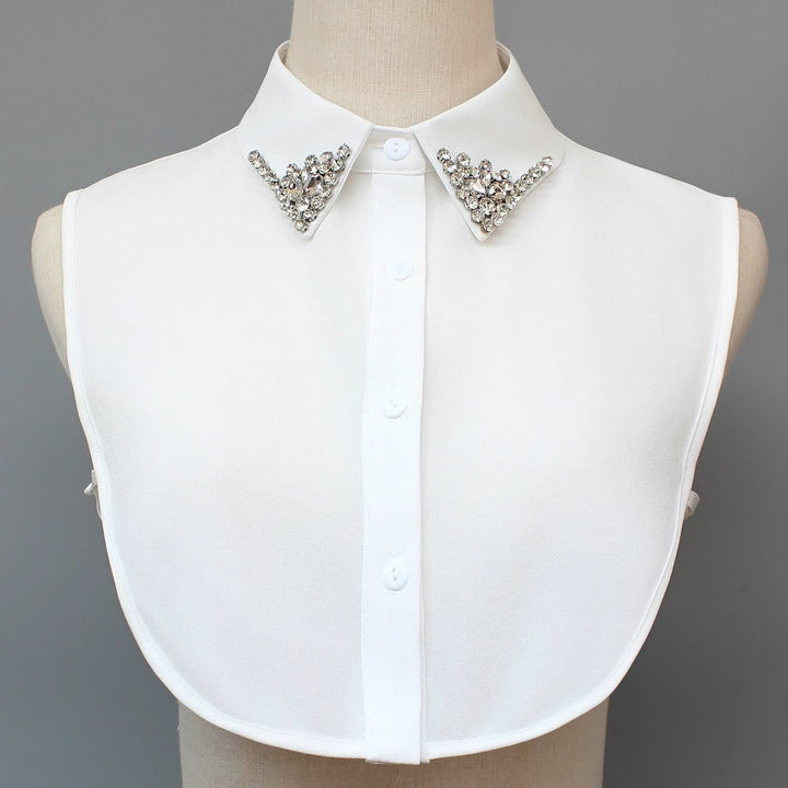 Elegante colletto finto staccabile da donna con strass. - Bianco - Taglia unica - image 1