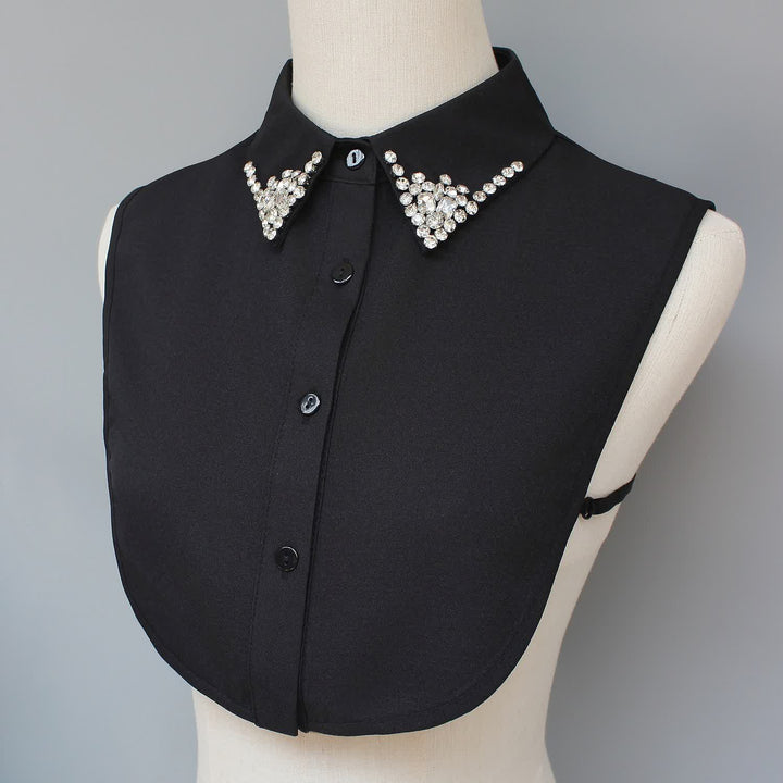 Elegante colletto finto staccabile da donna con strass. - Nero - Taglia unica - image 3